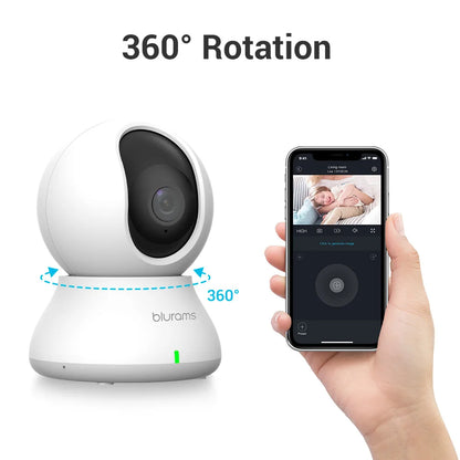 HomeFyZy 360View™ 2.4＆5G WiFi Indoor Camera, 2K, 360° PTZ Pet Dog IP CCTV Camera with Phone App, 2-Way Talk, Night Vision