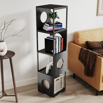 HomeFyZy SpinShelf™- 4-Tier 360° Spinning Bookcase, Corner Shelf Organizer, Storage Rack