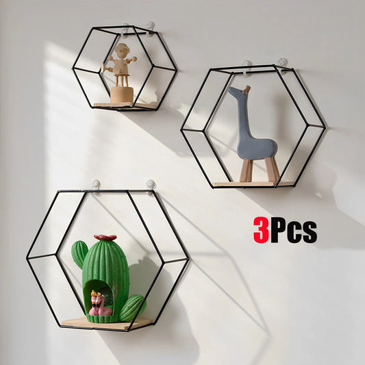 HomeFyZy HexaShelf™ - Hexagon Shape Floating Shelves for Living Room Bedroom Handicraft Display