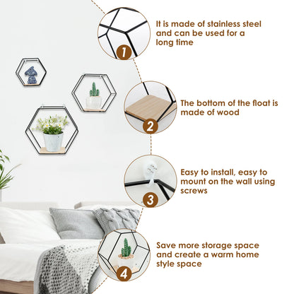 HomeFyZy HexaShelf™ - Hexagon Shape Floating Shelves for Living Room Bedroom Handicraft Display